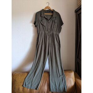 Super-soft short-sleeved army green jumpsuit - Emerson Lang XL